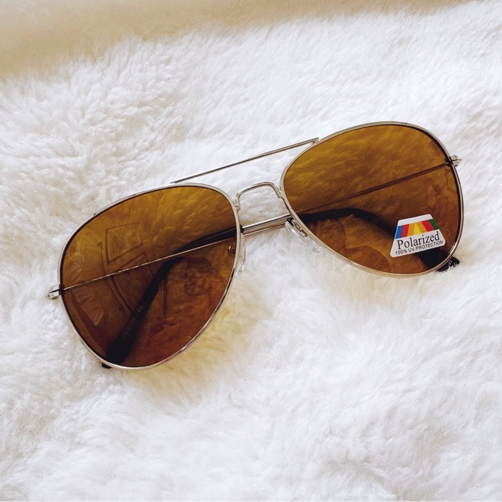 Other Edward Gold with Silver Rims Polarized Aviator Sunglasses Size ONE SIZE - 5 Thumbnail