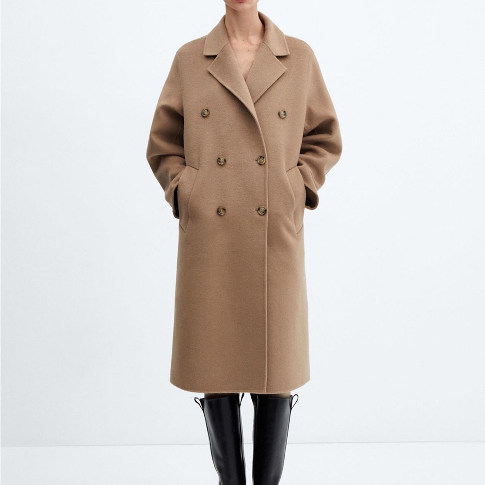 Mango MNG Women's Double-Breasted Oversized Wool Coat size XL Size XL / US 12-14 / IT 48-50 - 4 Thumbnail