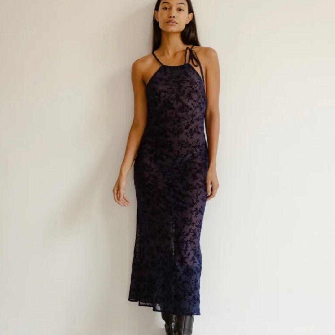 Musier Paris Musier Paris Sonfis Midi Dress Transparent Blue Floral Size M / US 6-8 / IT 42-44 - 1 Thumbnail