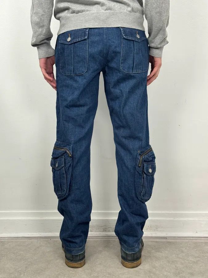 Daniele Alessandrini Daniele Alessandrini Blue Multi-Pocket Cargo Jeans Size US 32 / EU 48 - 3 Thumbnail