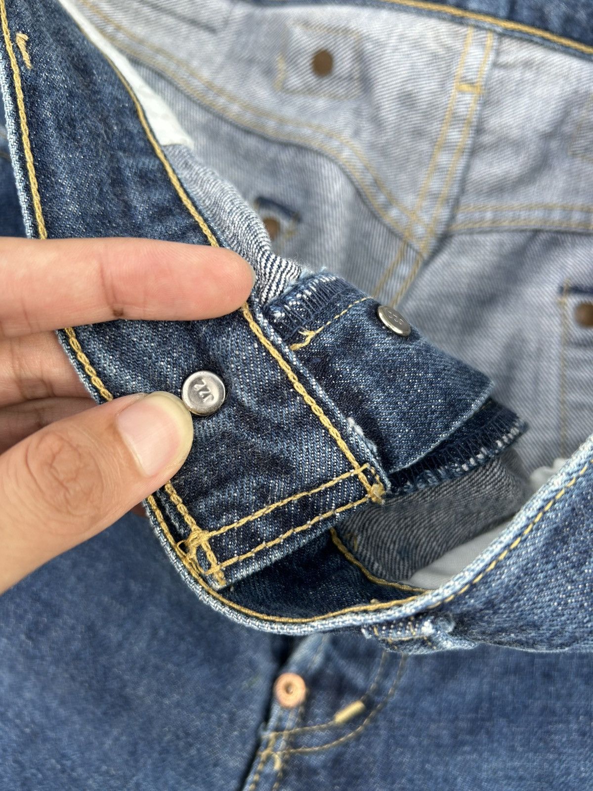 Kapital Vintage Levis Big E Selvedge Buckle Back Distressed Denim Size US 35 - 14 Thumbnail