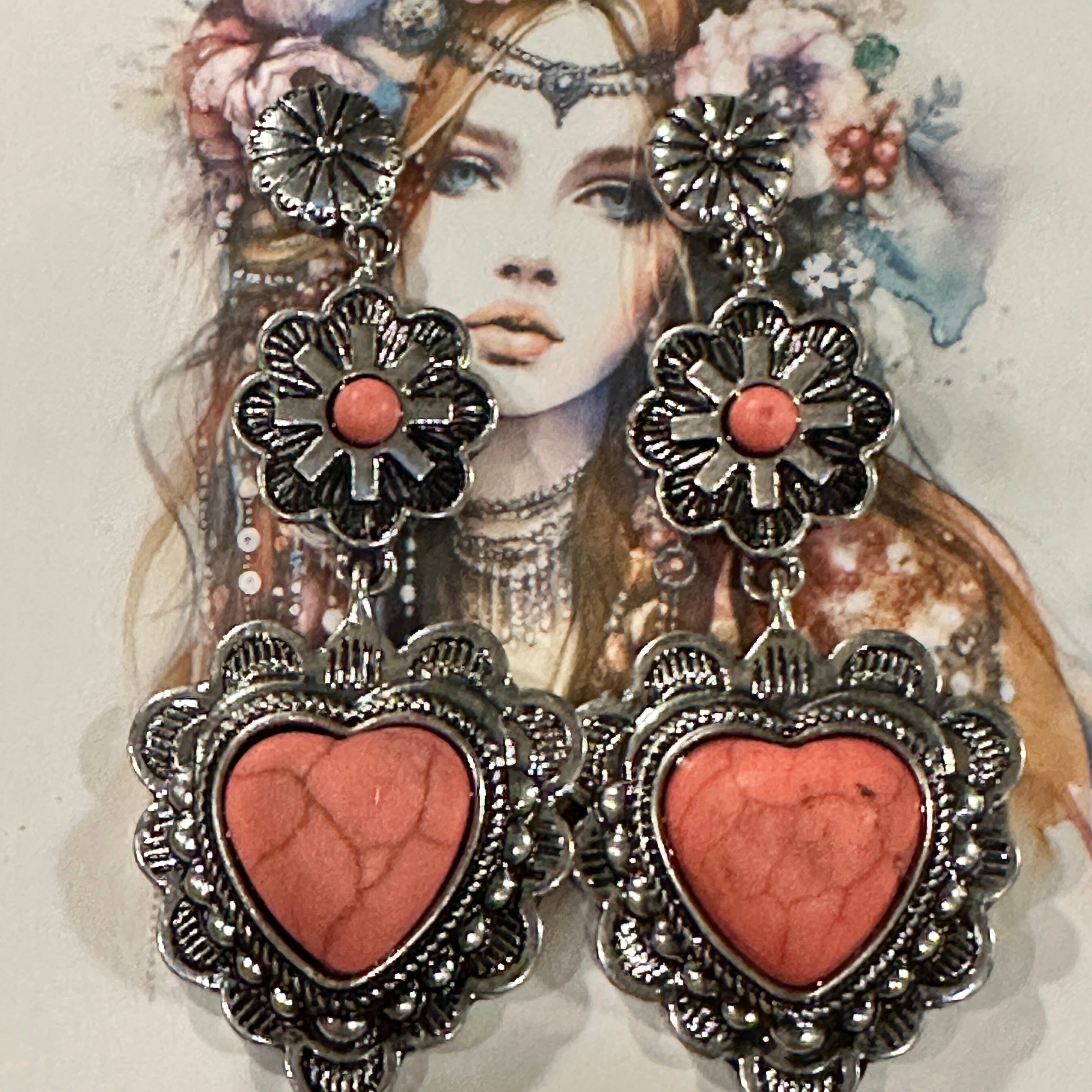 Other Playful Pink Heart Western Charm Earrings Size ONE SIZE - 1 Thumbnail