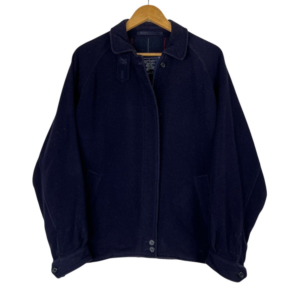 Burberry Vintage Burberrys Wool Cashmere Navy Blue Nova Check Size US L / EU 52-54 / 3 - 1 Thumbnail