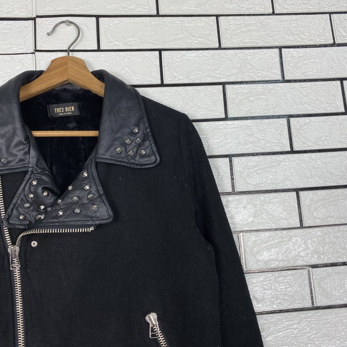 Japanese Brand Vintage Biker Jacket Double Collar Blanket Tres Bien Size US M / EU 48-50 / 2 - 7 Thumbnail