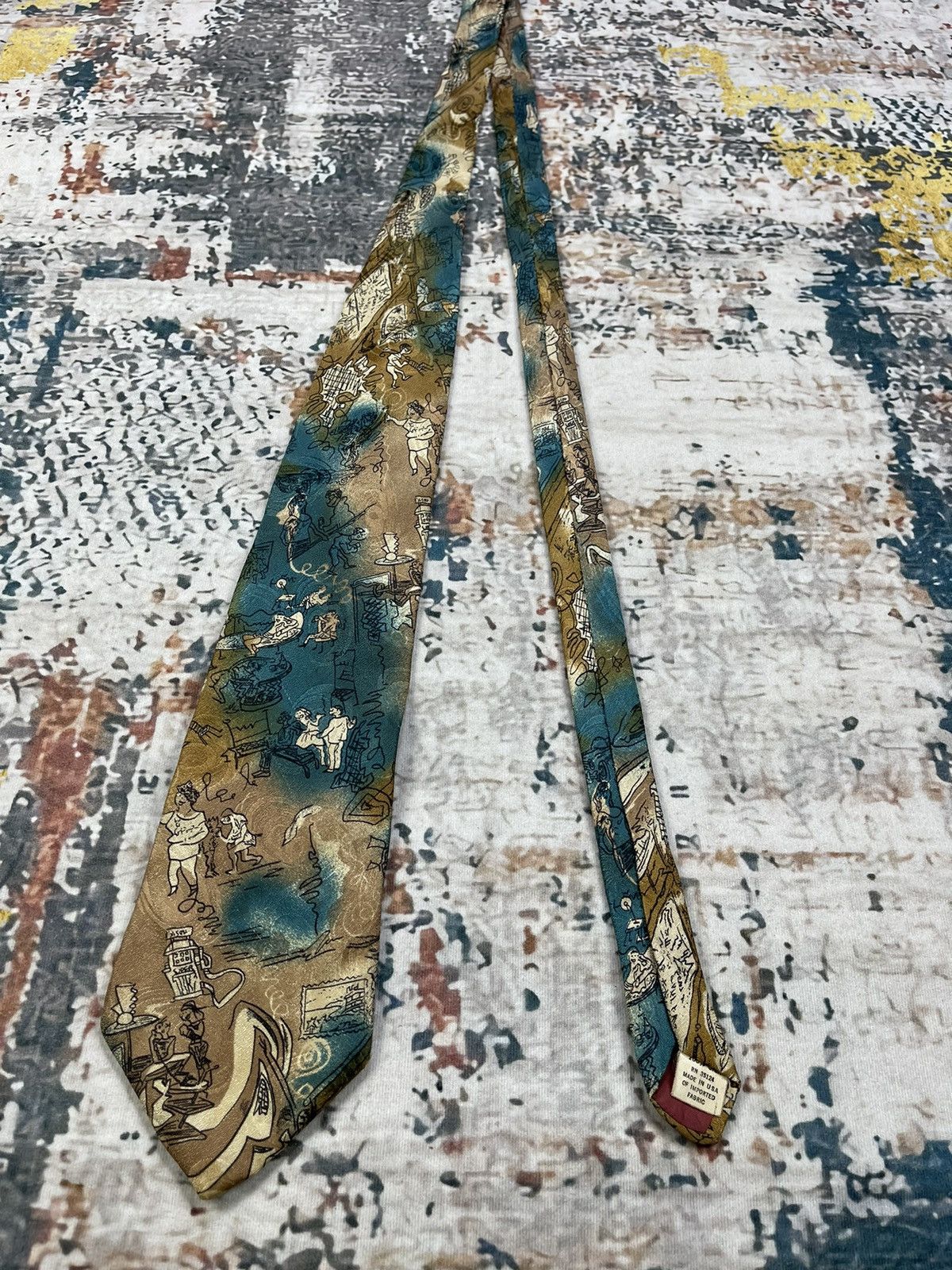 Hanover HANOVER FLOWING INK CARICATURE SILK TIE Size ONE SIZE - 4 Thumbnail