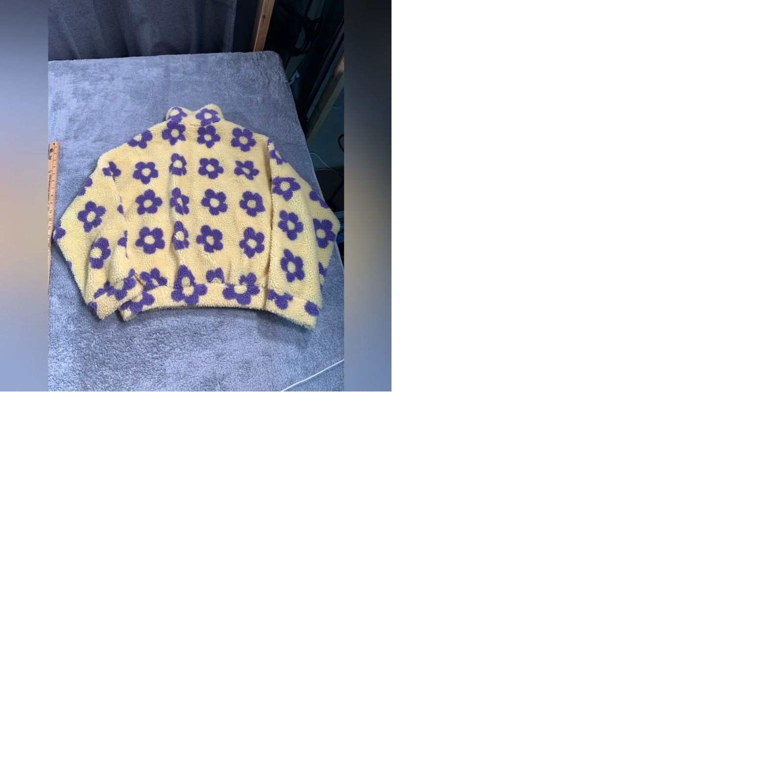Vintage Pretty garbage Fleece Jacket Yellow Small Women S Purple Flowers Size S / US 4 / IT 40 - 10 Thumbnail