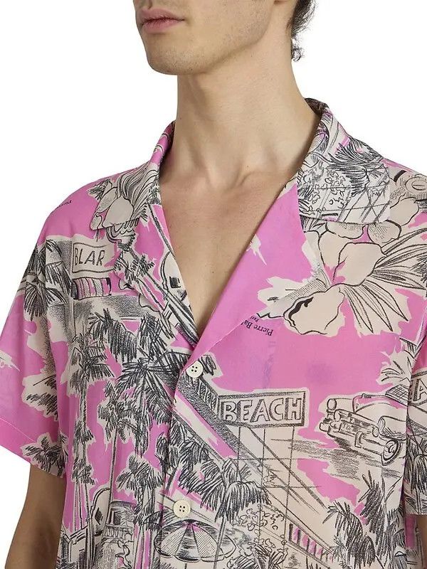 o1s1wg110925 Miami Silk Blend Camp Shirt in Multicolor