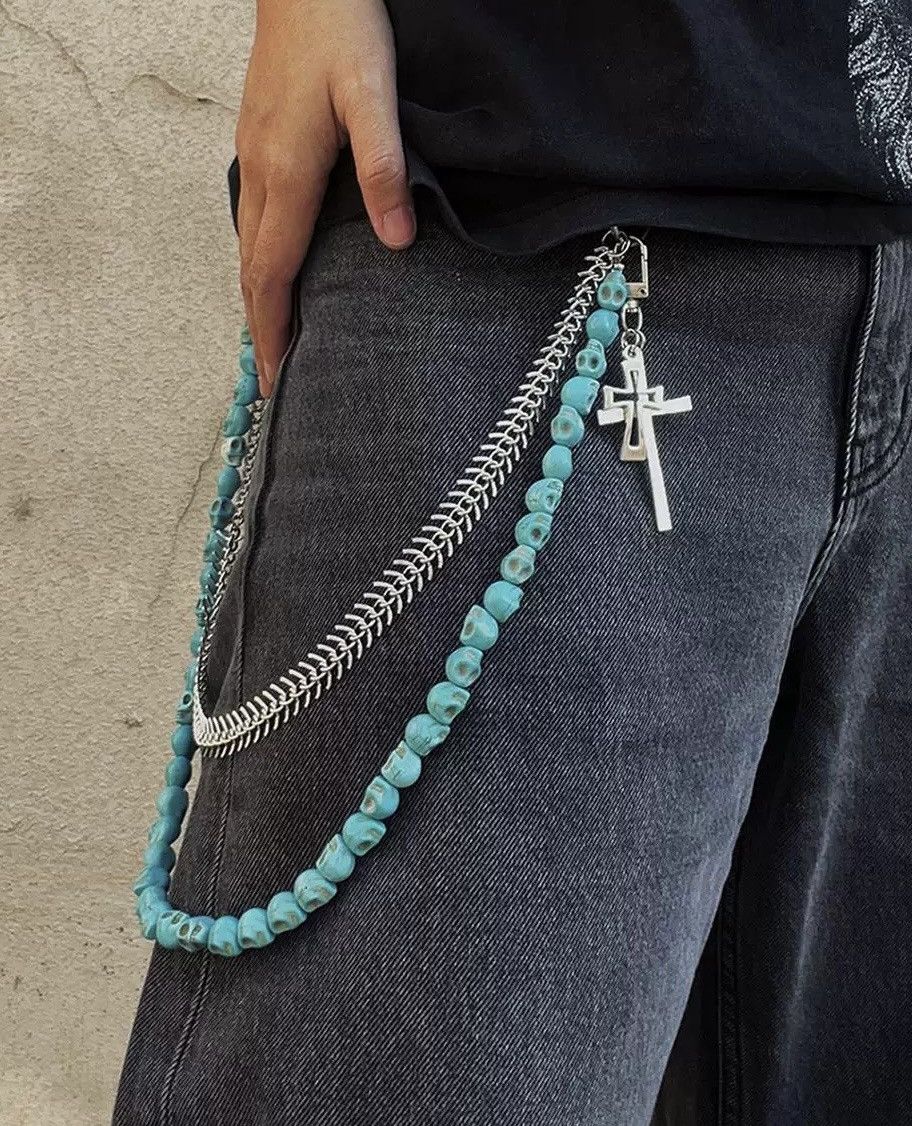 Japanese Brand × Jewelry Double cross skull double layer punk pocket wallet chain Size ONE SIZE - 2 Thumbnail