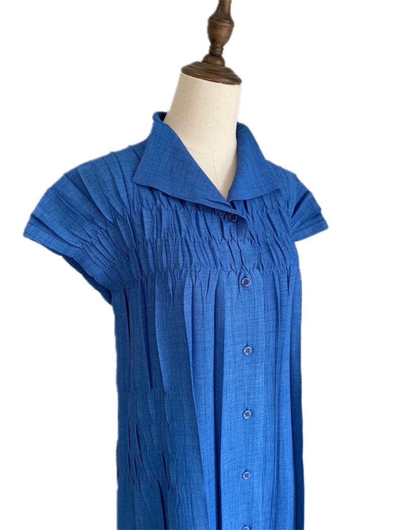 Issey Miyake Issey Miyake size:2 Blue main line faux linen texture dres Size M / US 6-8 / IT 42-44 - 3 Thumbnail