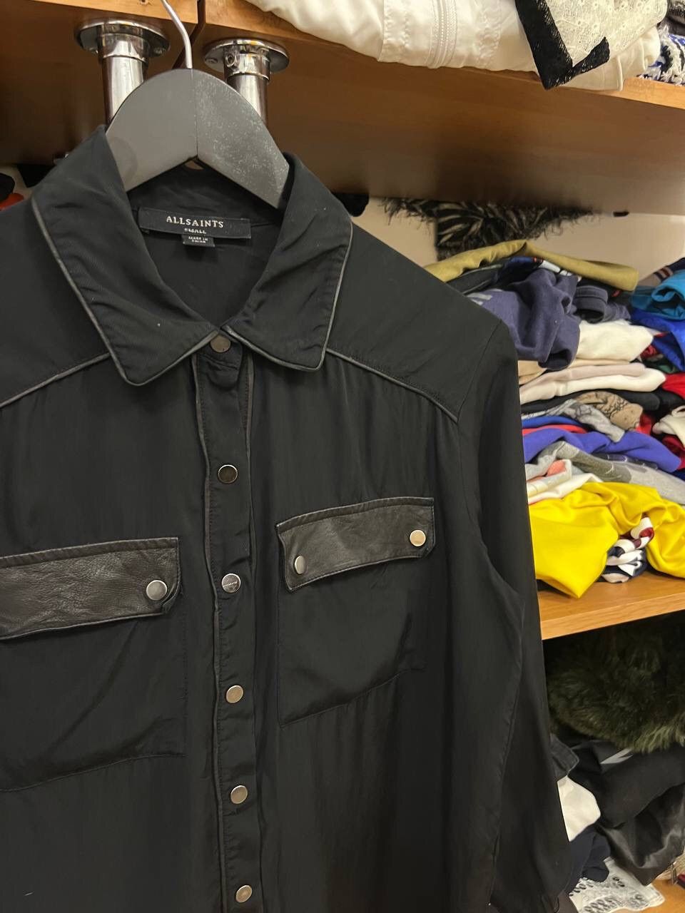 Allsaints Avant Garde Y2K Total Black Button Up Classic Shirt Size S / US 4 / IT 40 - 3 Thumbnail