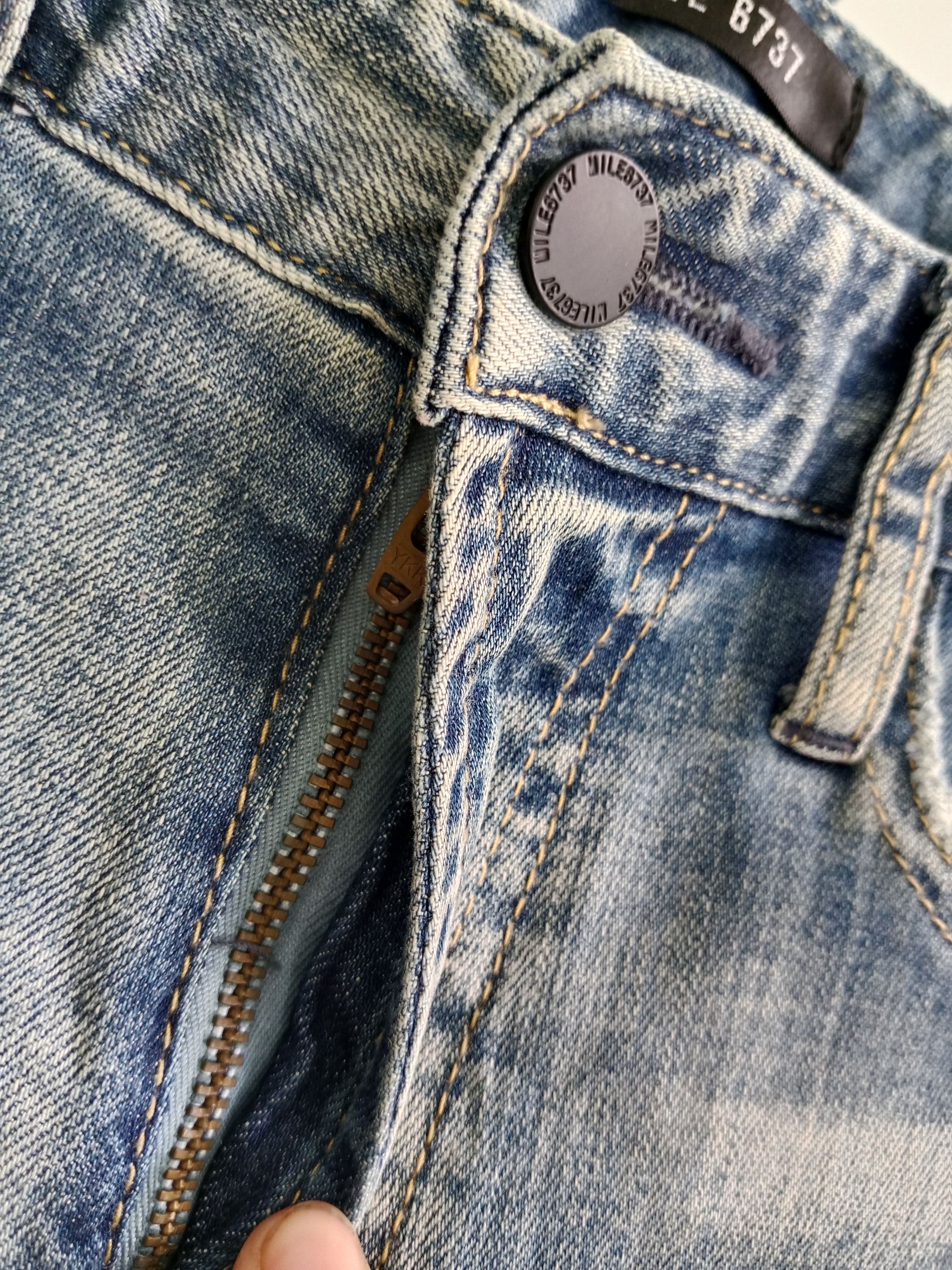 Japanese Brand MILE 6737 Distressed Jeans Patchwork Style For Women Size 29" - 9 Thumbnail