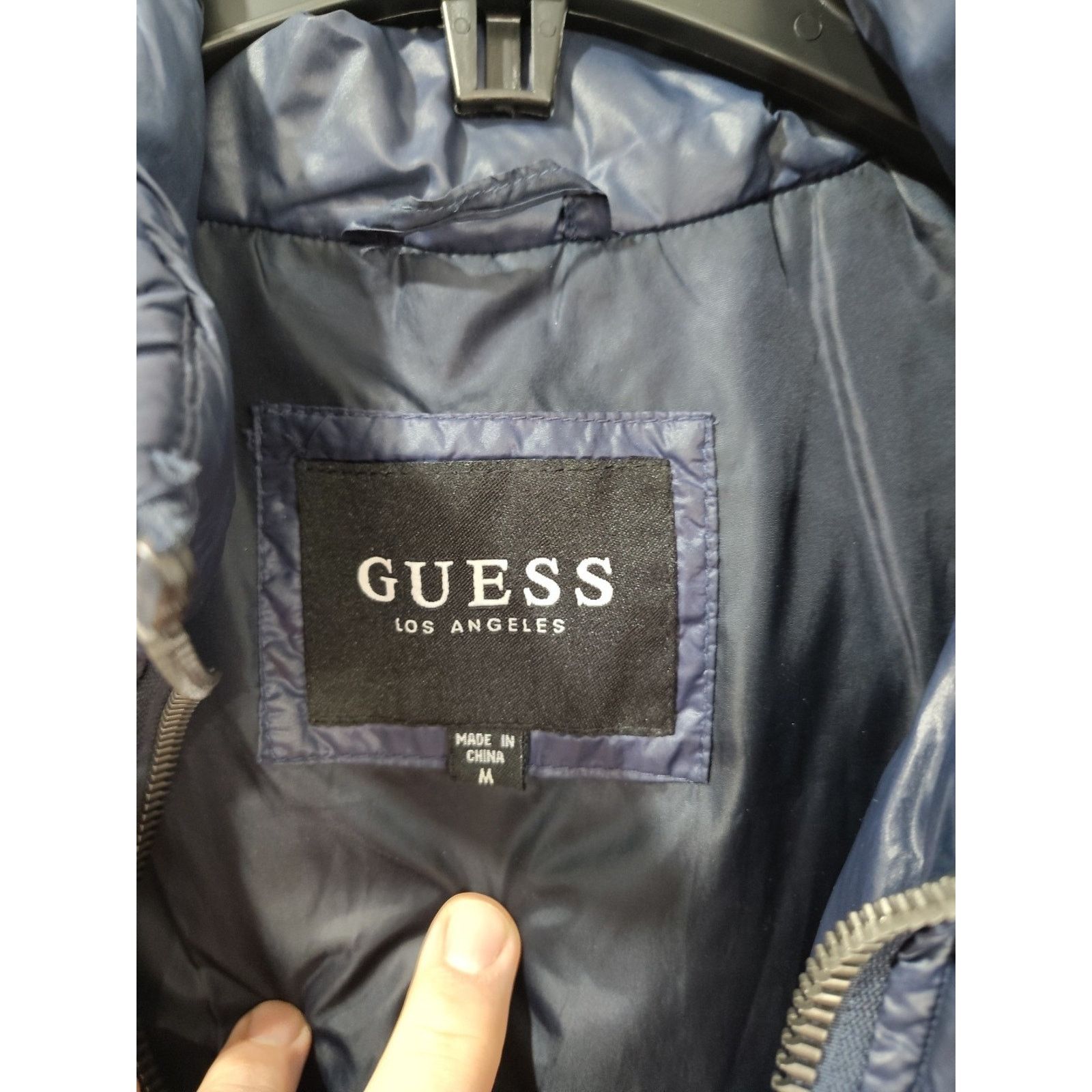 Guess GUESS Men Puffer Jacket Coat Size M Navy Blue Solid Warm Size US M / EU 48-50 / 2 - 4 Thumbnail