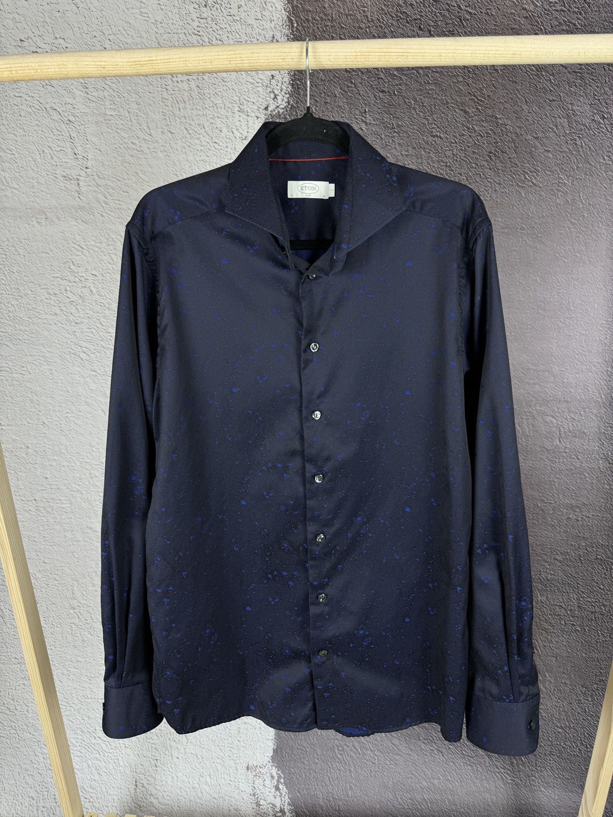 Eton ETON blue spray pattern Brighton long sleeve shirt Size US L / EU 52-54 / 3 - 1 Thumbnail