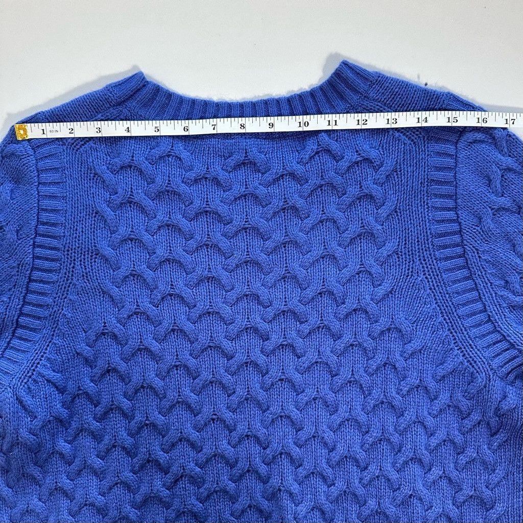J.Crew J. Crew Cable Knit Wool Crewneck Pullover Sweater in Blue XL Size XL / US 12-14 / IT 48-50 - 7 Thumbnail
