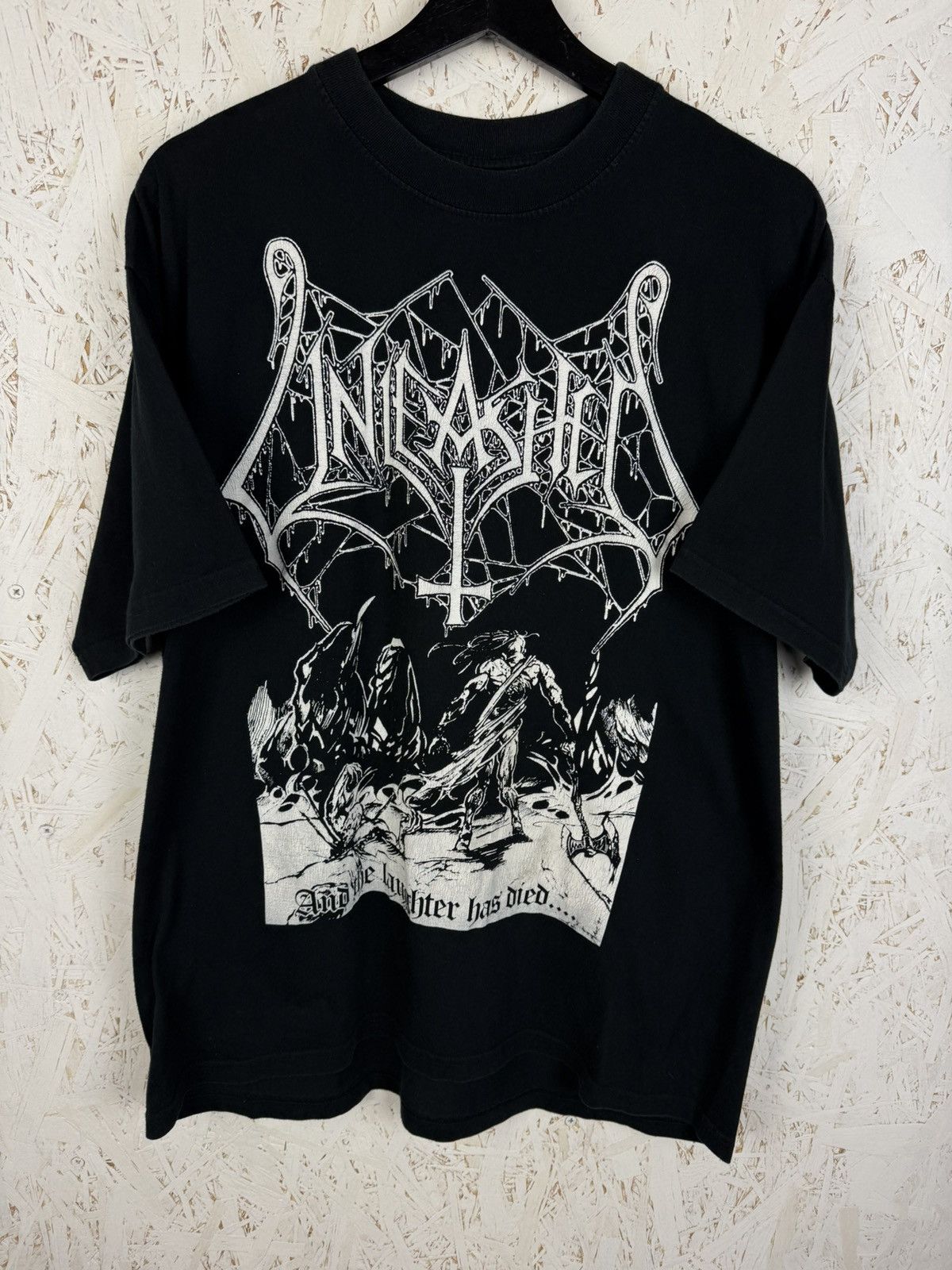 Band Tees 90s Unleashed 1991 And The Laughter Had Died Metal T-Shirt L Size US L / EU 52-54 / 3 - 1 Thumbnail