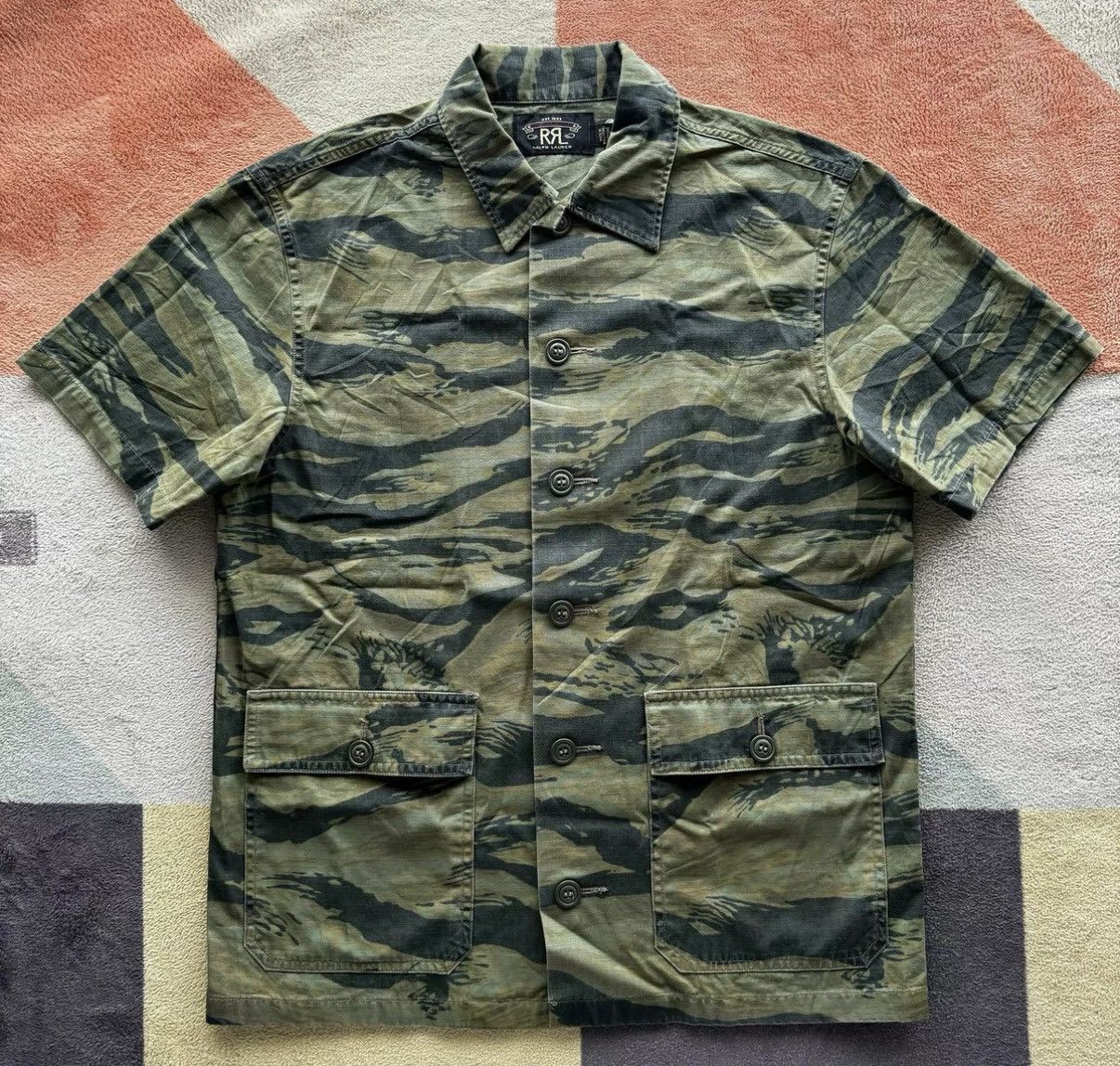 RRL Ralph Lauren RRL Ralph Lauren Double RL Tiger Camo Short Sleeve Shirt K22 Size US S / EU 44-46 / 1 - 1 Thumbnail