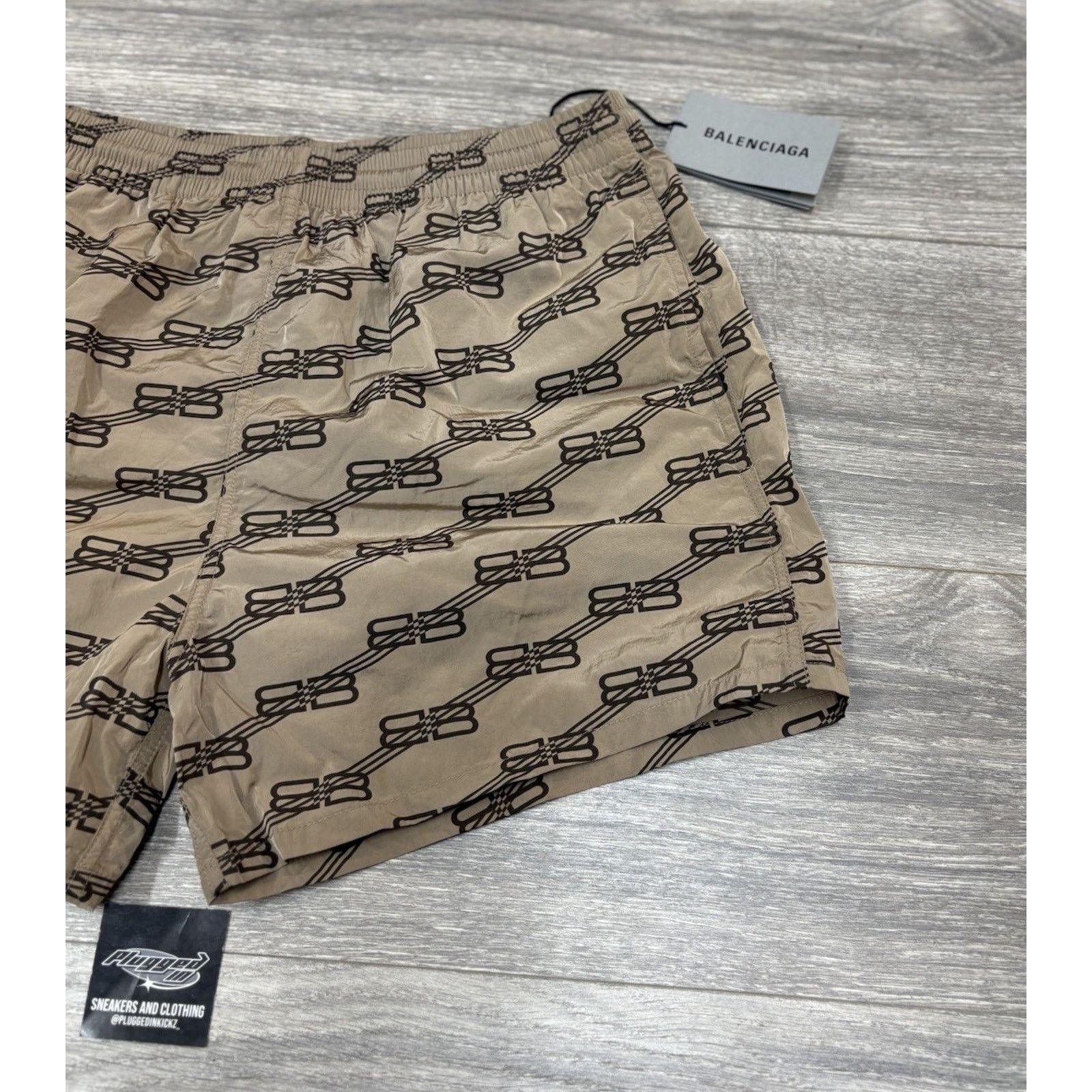Balenciaga Balenciaga BB Monogram Swim Shorts ' Beige Brown ' | NEW! Size US 30 / EU 46 - 4 Thumbnail