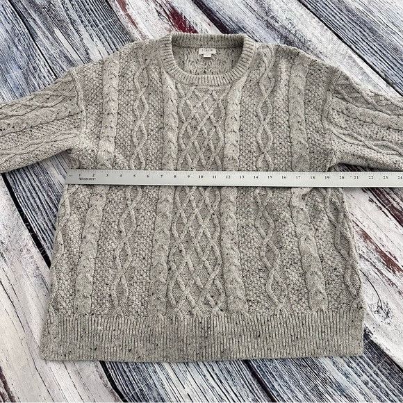 J.Crew J. Crew Speckled Gray Fisherman Cable Knit Oversized Sweater Size L / US 10 / IT 46 - 7 Thumbnail