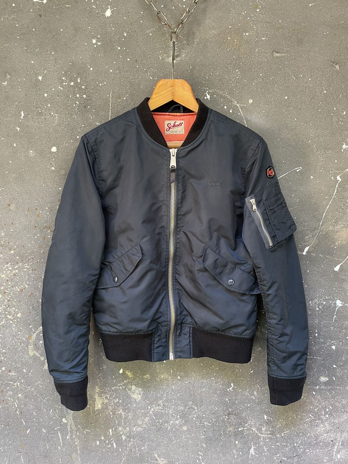 Vintage Schott MA-1 Bomber NYC American College USA RARE