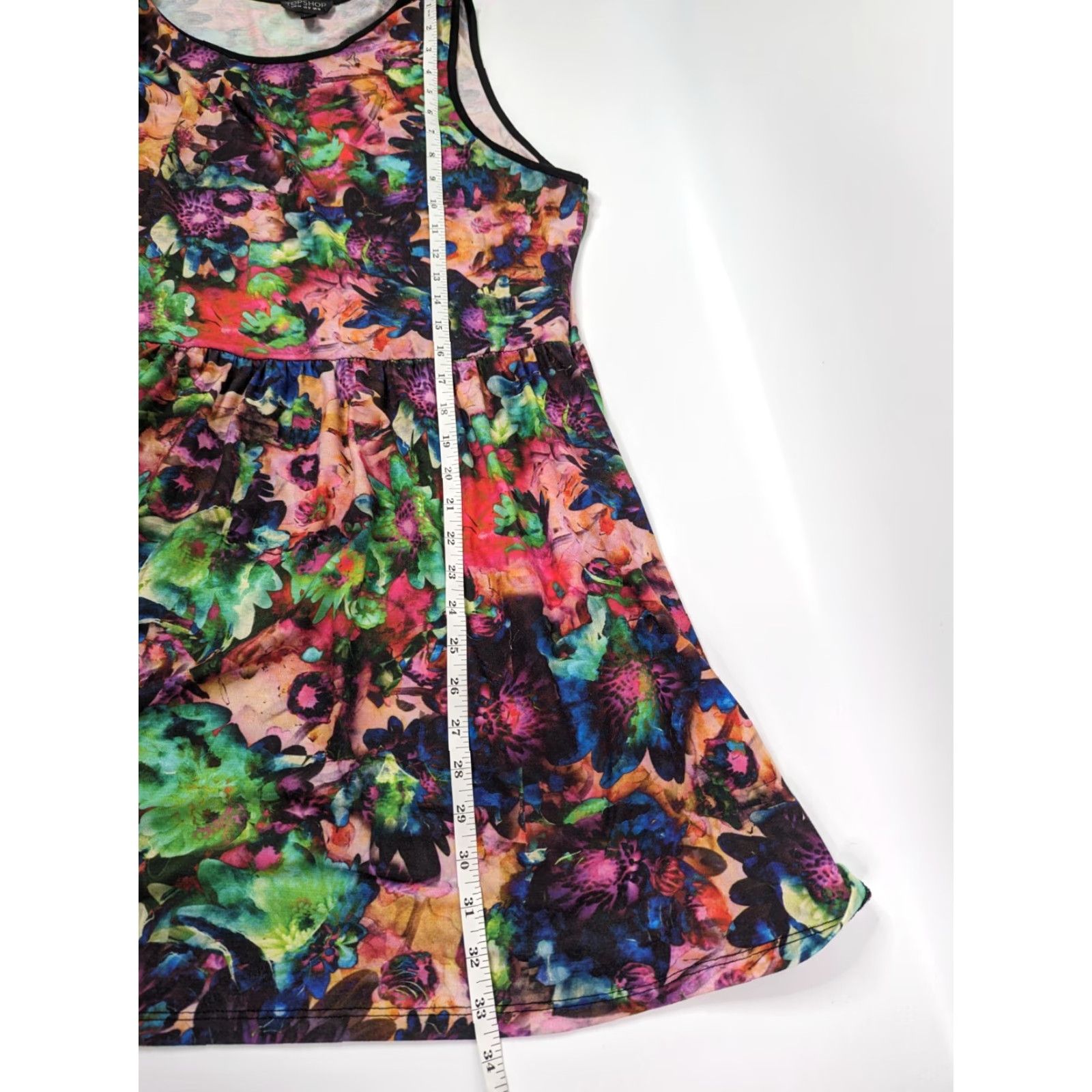 Topshop Top Shop Colorful Floral Sleeveless Mini Dress US 10 UK 14 EUR 42 Multicolor Womens Size L / US 10 / IT 46 - 4 Thumbnail