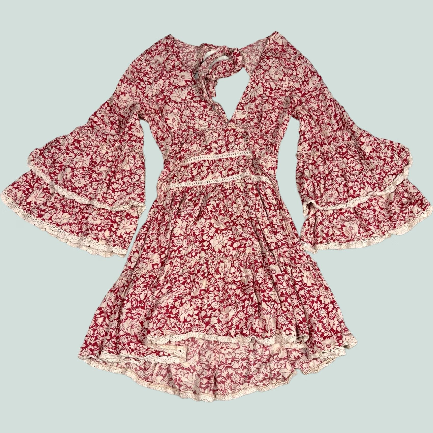 free people oxford embroidered swing dress Free People Free People Embroidered Oxford Boho Swing Dress Womens S Mini  Flare Whimsigoth Dress