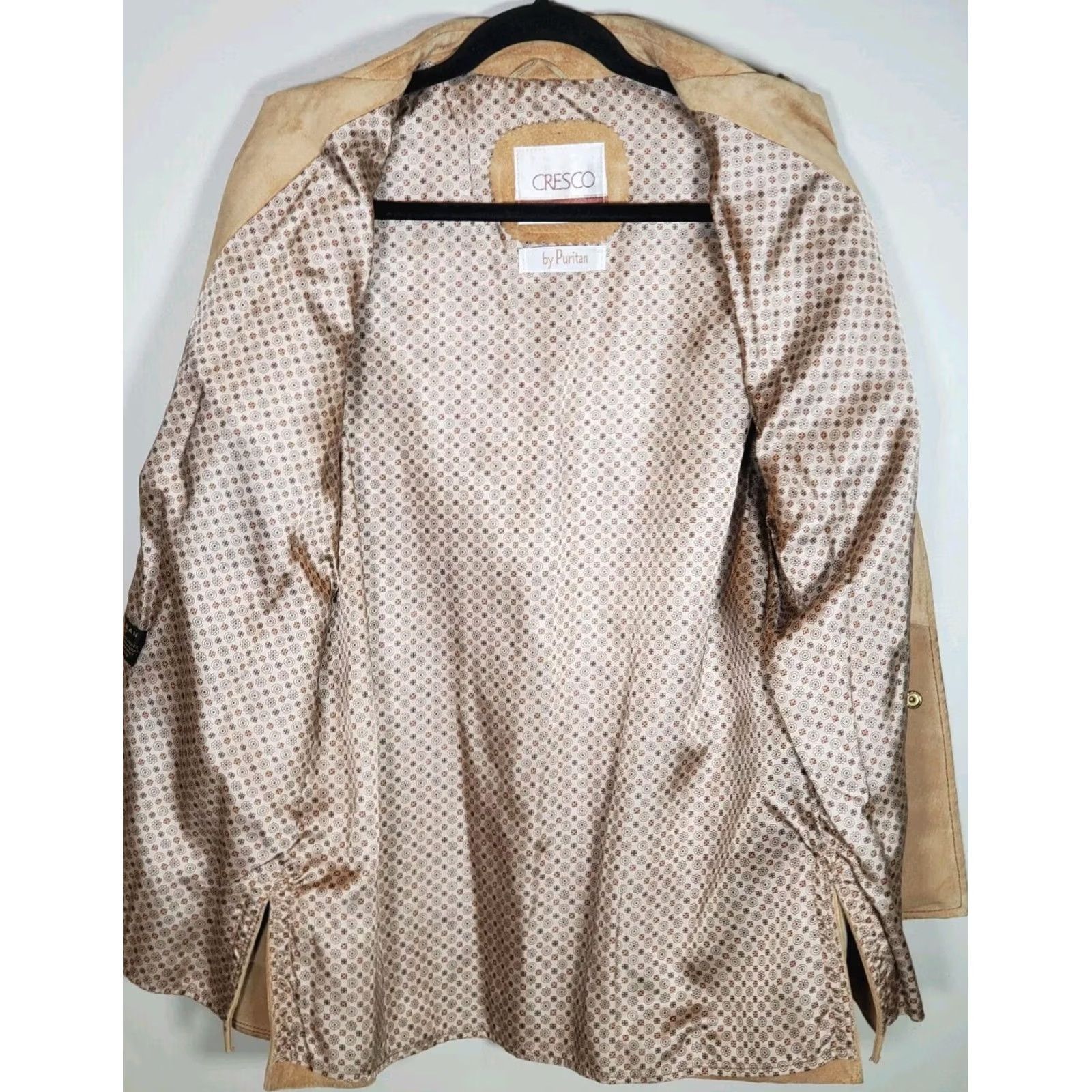 Camel VINTAGE Cresco by Puritan Camel Tan Suede Leather Shirt Jacket Shirtjac Men 44 Medium/Regular Tan Western Retro EUC Size US XXL / EU 58 / 5 - 4 Thumbnail