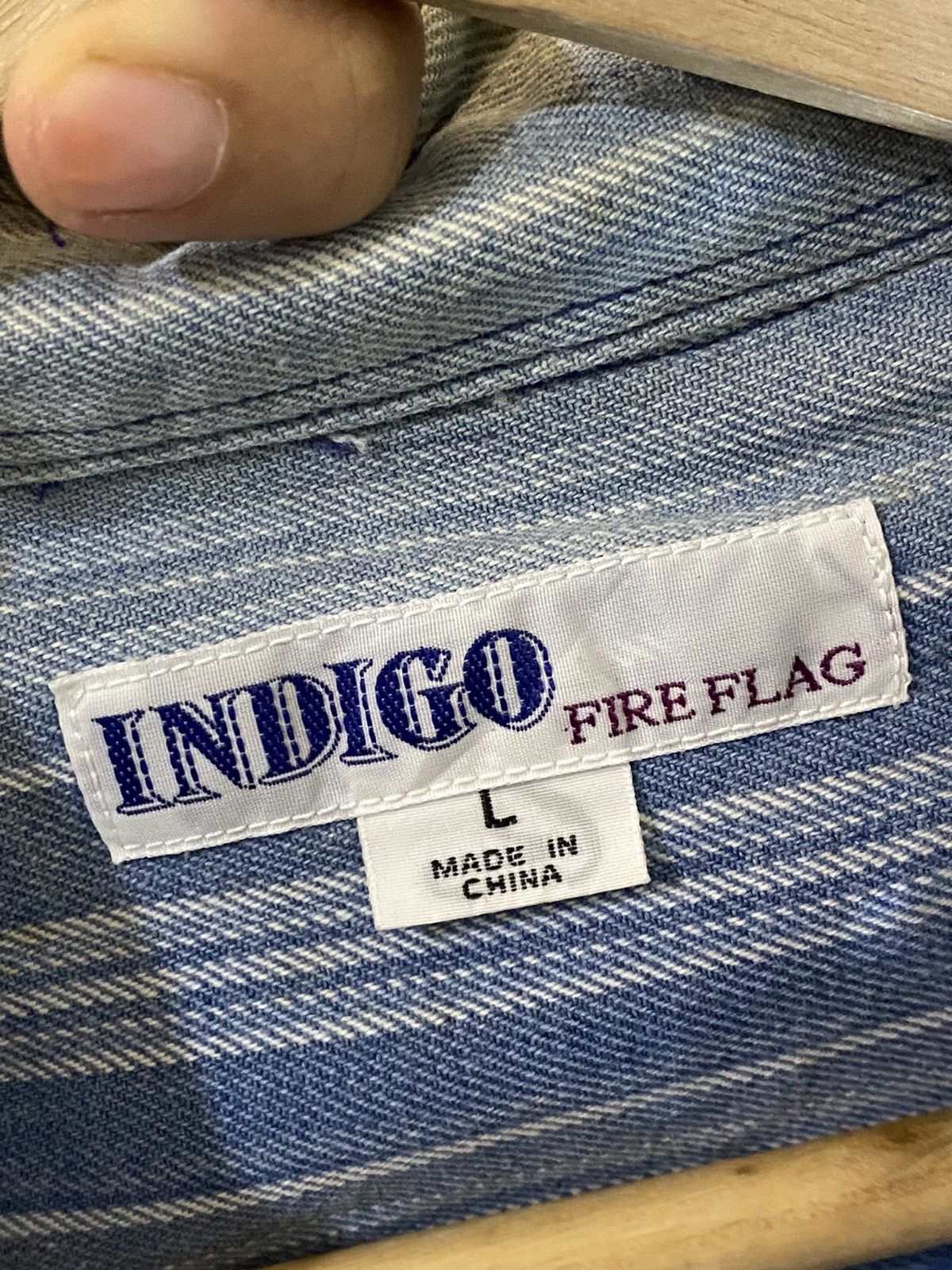 Indigo × Japanese Brand × Vintage Vintage Indigo Fire Flag Button Shirt Size US L / EU 52-54 / 3 - 11 Thumbnail
