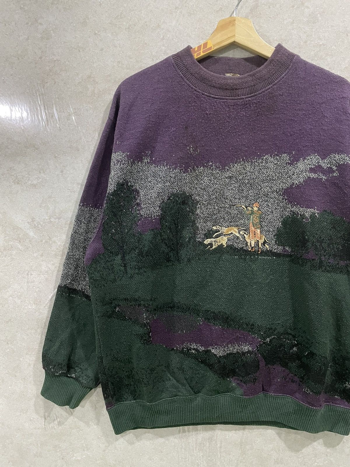 Japanese Brand × Vintage Crazy Vtg Knit Sweatshirt All Over Print Size US XL / EU 56 / 4 - 4 Thumbnail