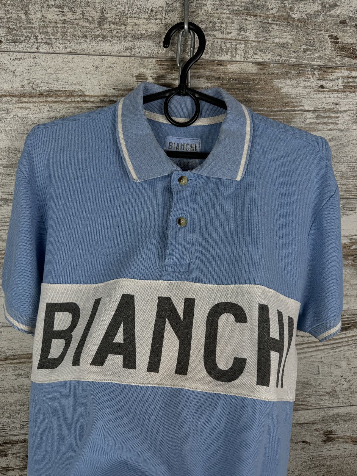 Luigi Bianchi Mens Vintage Bianchi T-shirt polos tee cycle cycling Size US L / EU 52-54 / 3 - 6 Thumbnail