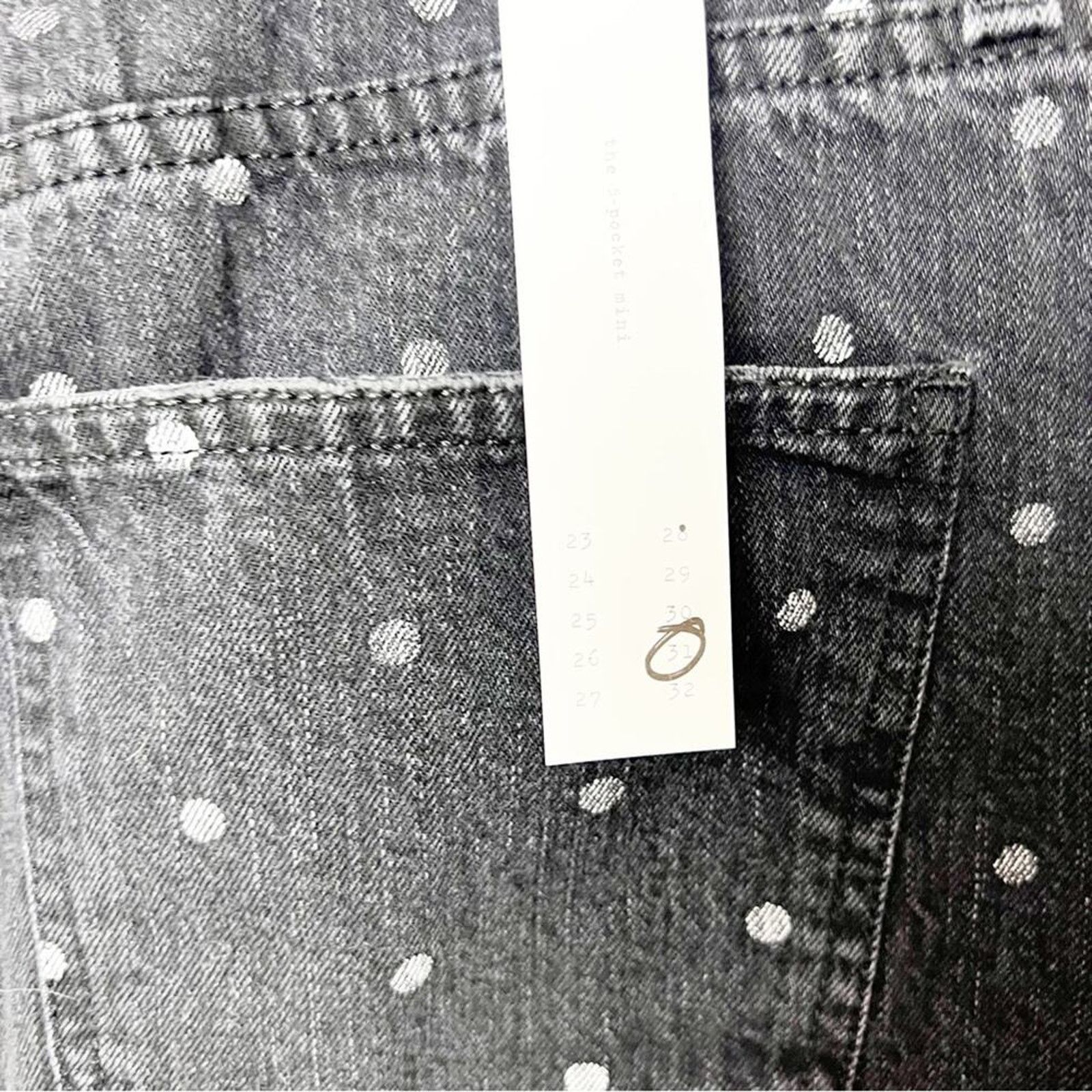 Current/Elliot Current/Elliot Black Denim Silver Polka Dot Raw Hem Mini Size 31" - 5 Thumbnail