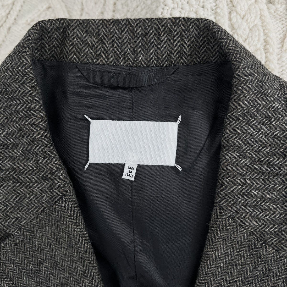 Maison Margiela Two-Tone Herringbone Degrade Wool Knit Jacket Size 42L - 5 Thumbnail