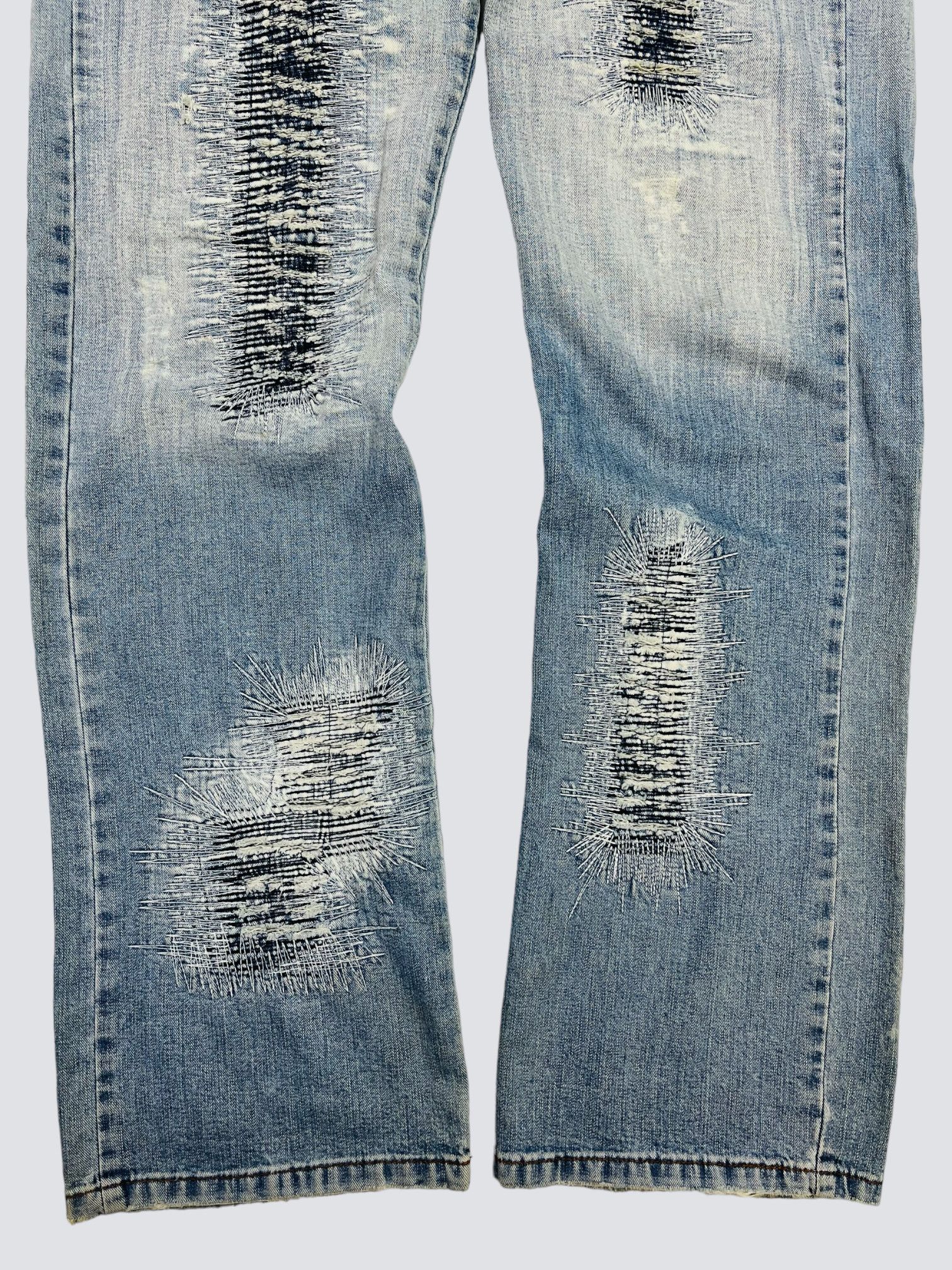 Other 1990s BAGGY DISTRESSED REPAIRED FADED DENIM PANTS - № 3003 Size US 34 / EU 50 - 6 Thumbnail