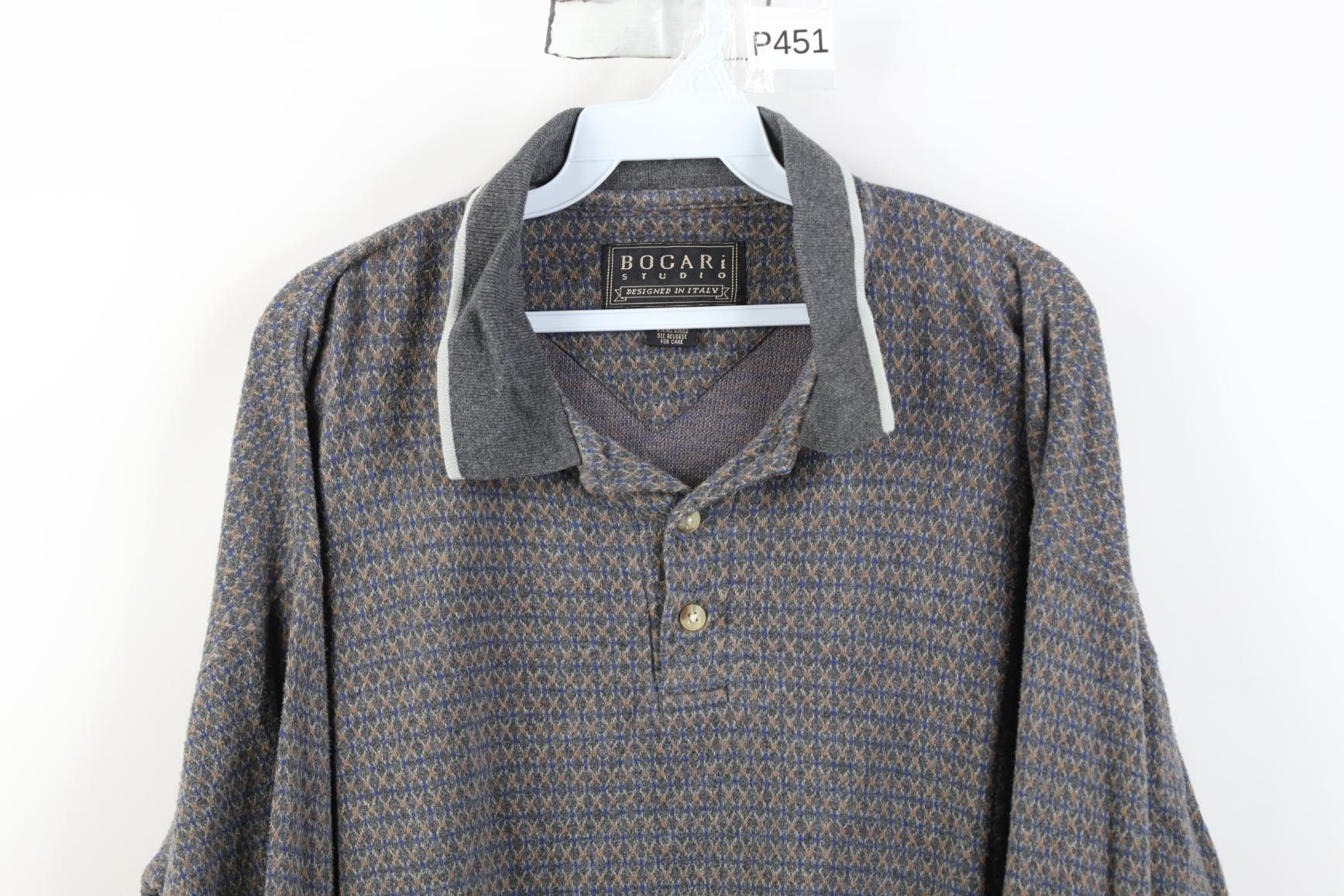 Vintage Vintage 90s Streetwear Fit Geometric Knit Long Sleeve Polo Size US L / EU 52-54 / 3 - 2 Thumbnail