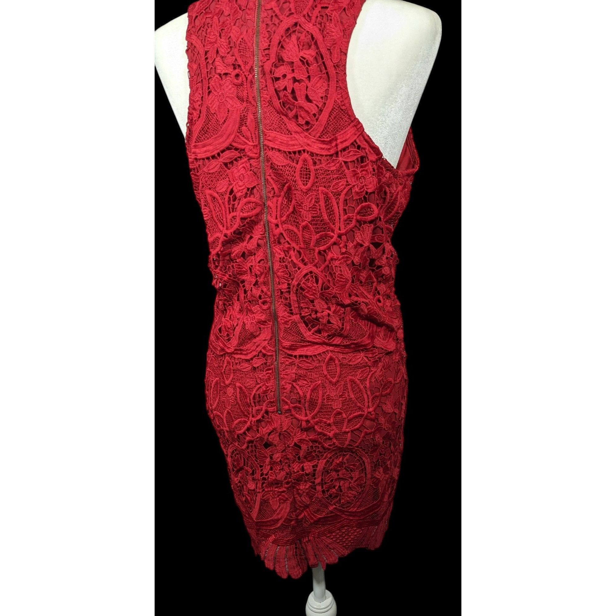 Lovers and Friends Lovers + Friends Caspian Red Lace Shift Dress Size Large Size L / US 10 / IT 46 - 3 Thumbnail