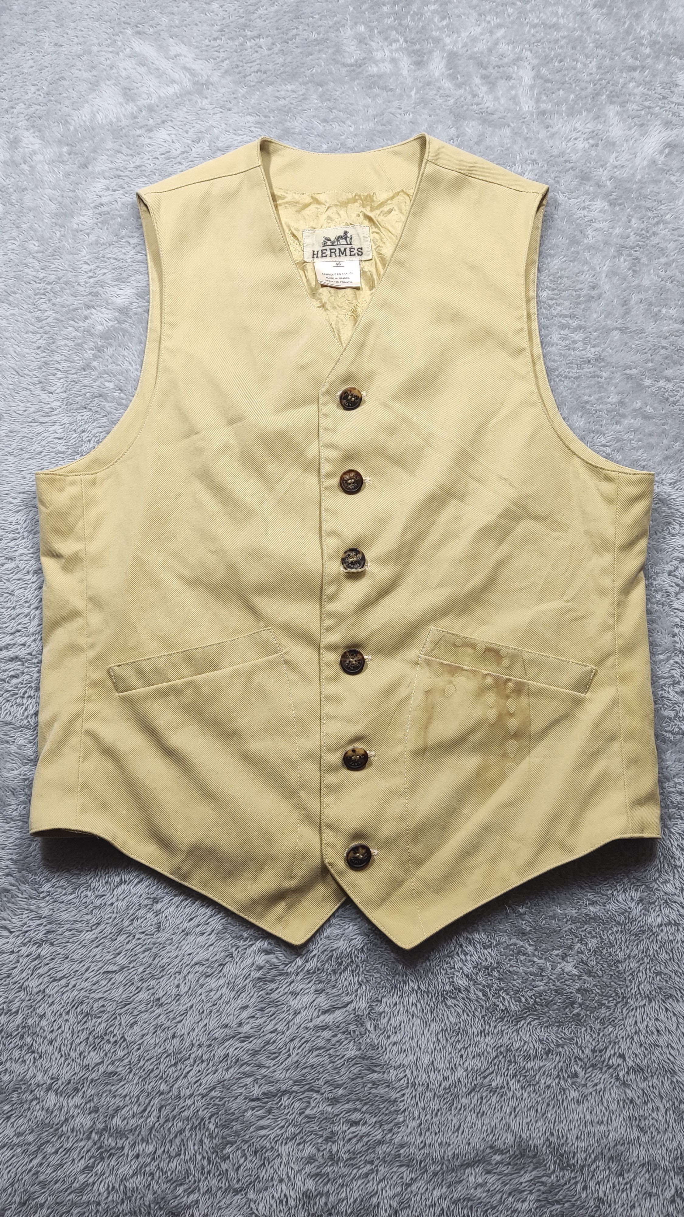 Designer × Hermes HERMES BEIGE BUTTON-UP VEST – MADE IN FRANCE Size US S / EU 44-46 / 1 - 1 Thumbnail