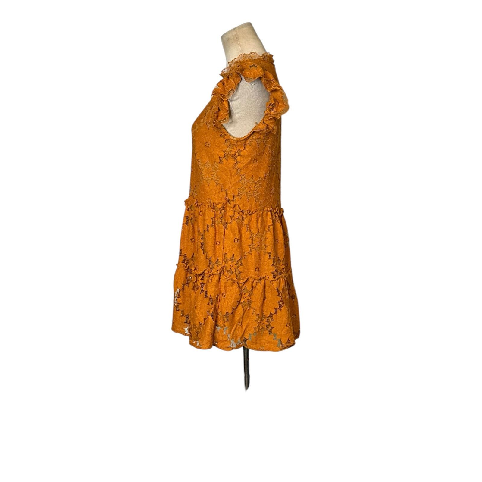 Anthropologie Blue Tassel gold floral lace tiered tunic mini dress size XS Size XS / US 0-2 / IT 36-38 - 7 Thumbnail