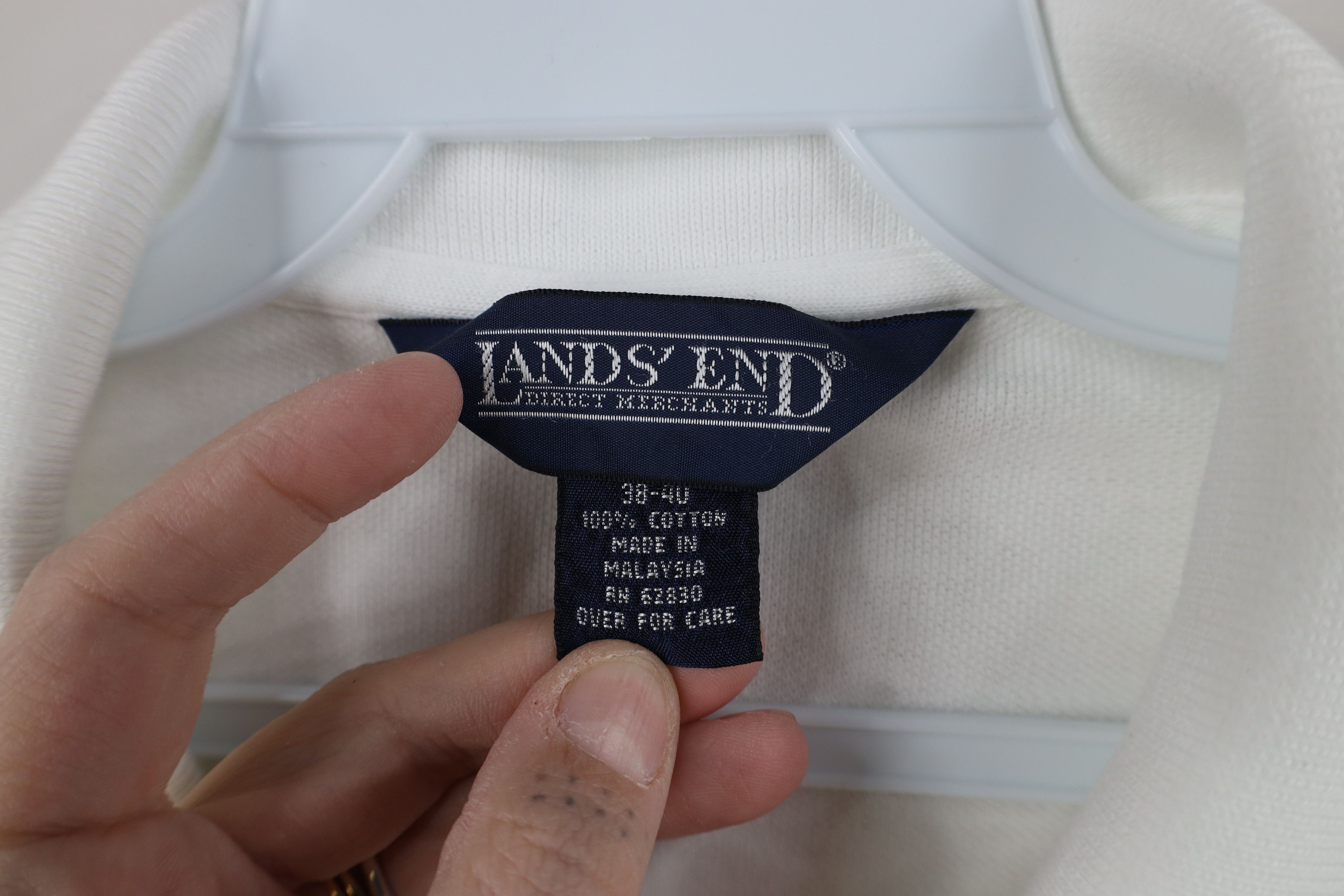 Lands' End Vintage 90s Lands End Knit Collared Golf Polo Shirt White Size US M / EU 48-50 / 2 - 7 Thumbnail