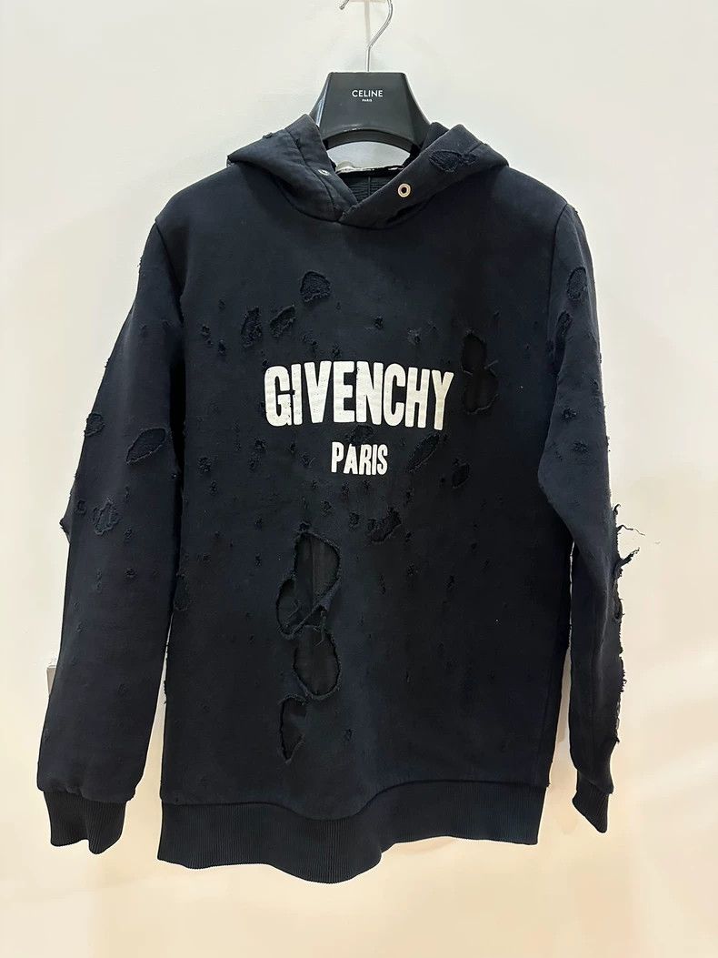 Givenchy Givenchy Black Destroyed Hoodie Oversized 2505-Nextarrow Size US XS / EU 42 / 0 - 1 Thumbnail