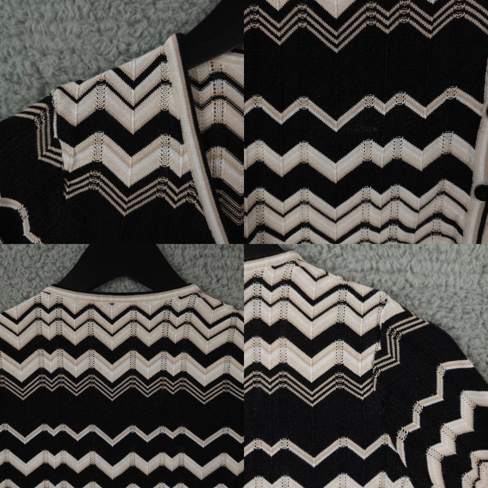 Loft LOFT Sweater Womens MP Black Beige Chevron Striped Button Up V Neck Size M / US 6-8 / IT 42-44 - 8 Thumbnail