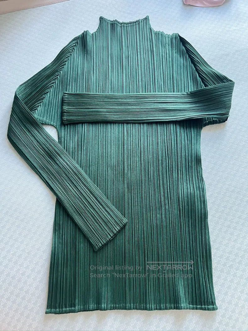 Issey Miyake Issey Miyake Dark Green Pleated T-shirt Size L / US 10 / IT 46 - 3 Thumbnail