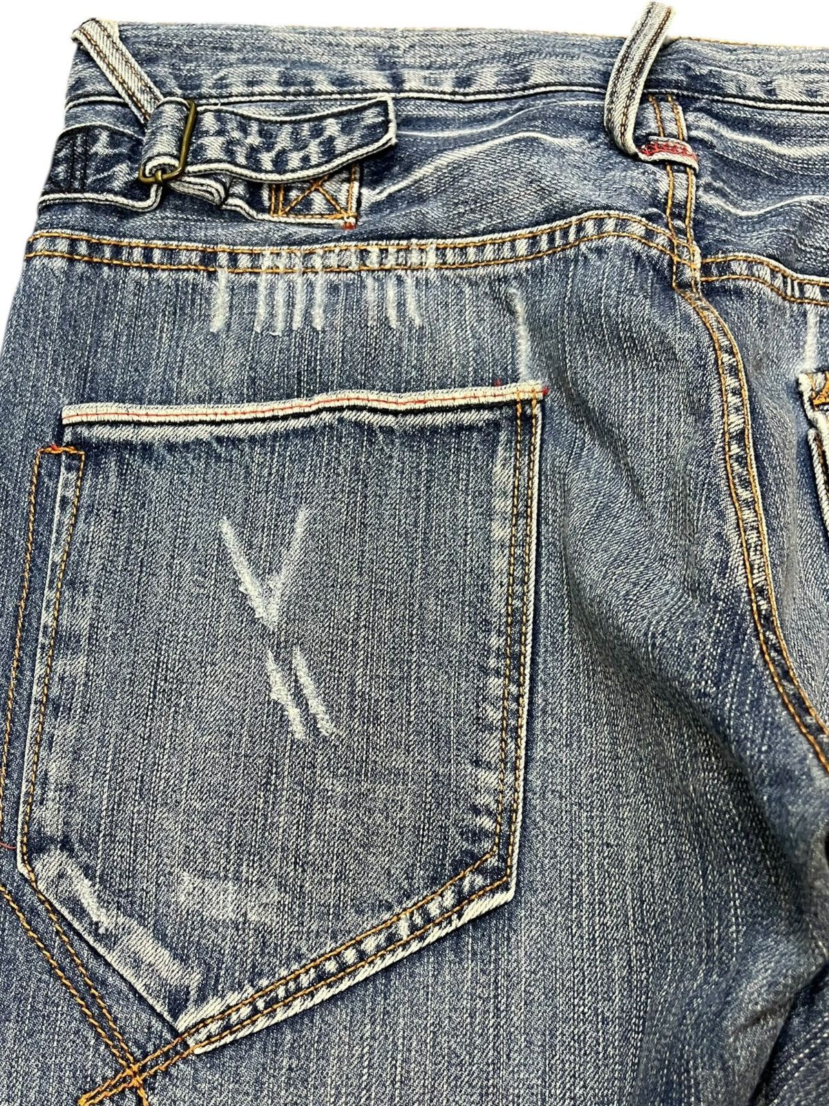 Japanese Brand Vintage UJ jeans Curve Leg Double Side Buckle Belt Denim Size US 33 - 7 Thumbnail