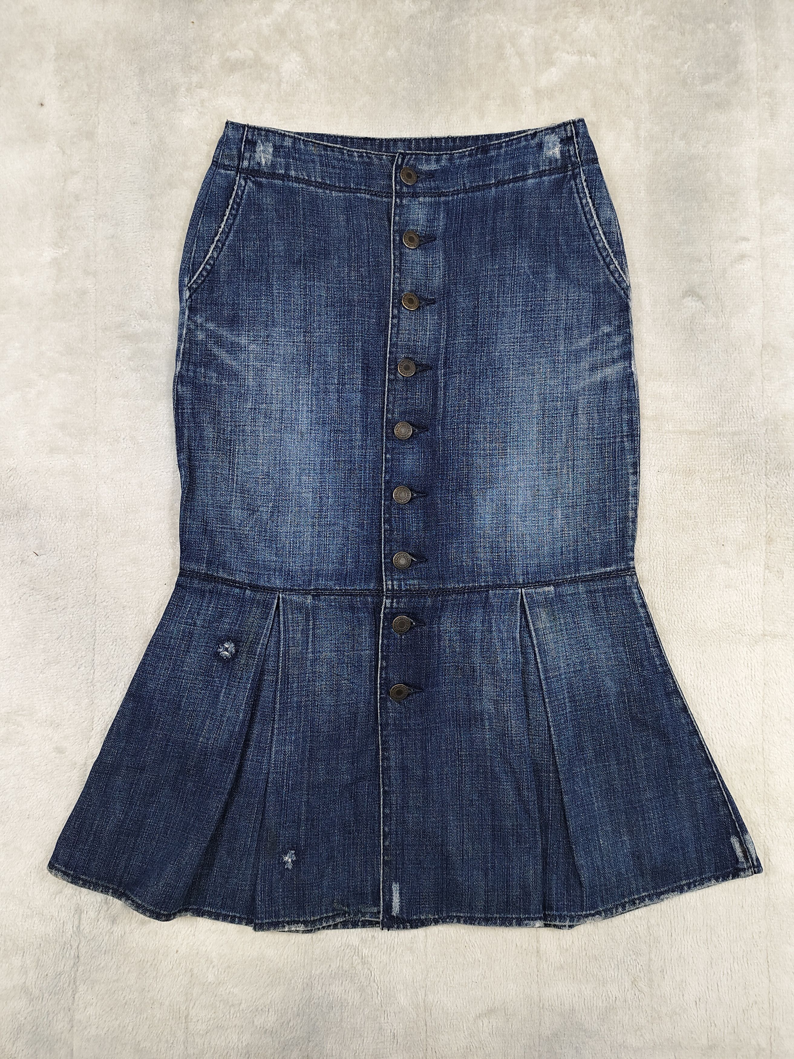 Ralph Lauren 🔥Vtg Ralph Lauren Y2K Pacthwork Flare Denim Skirt Size 28" / US 6 / IT 42 - 4 Thumbnail