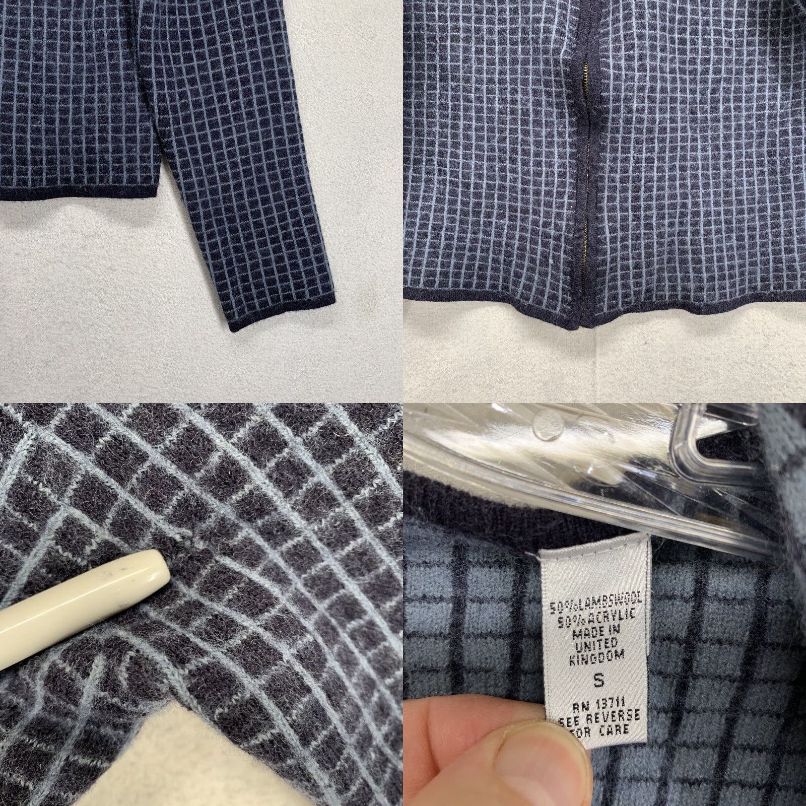 Vintage VINTAGE Amanda Smith Sweater Full Zip Jumper Argyle Blue Squares 80s 90s Preppy Slim XS Womens Dress Knit Wool-Acrylic Size XS / US 0-2 / IT 36-38 - 8 Thumbnail