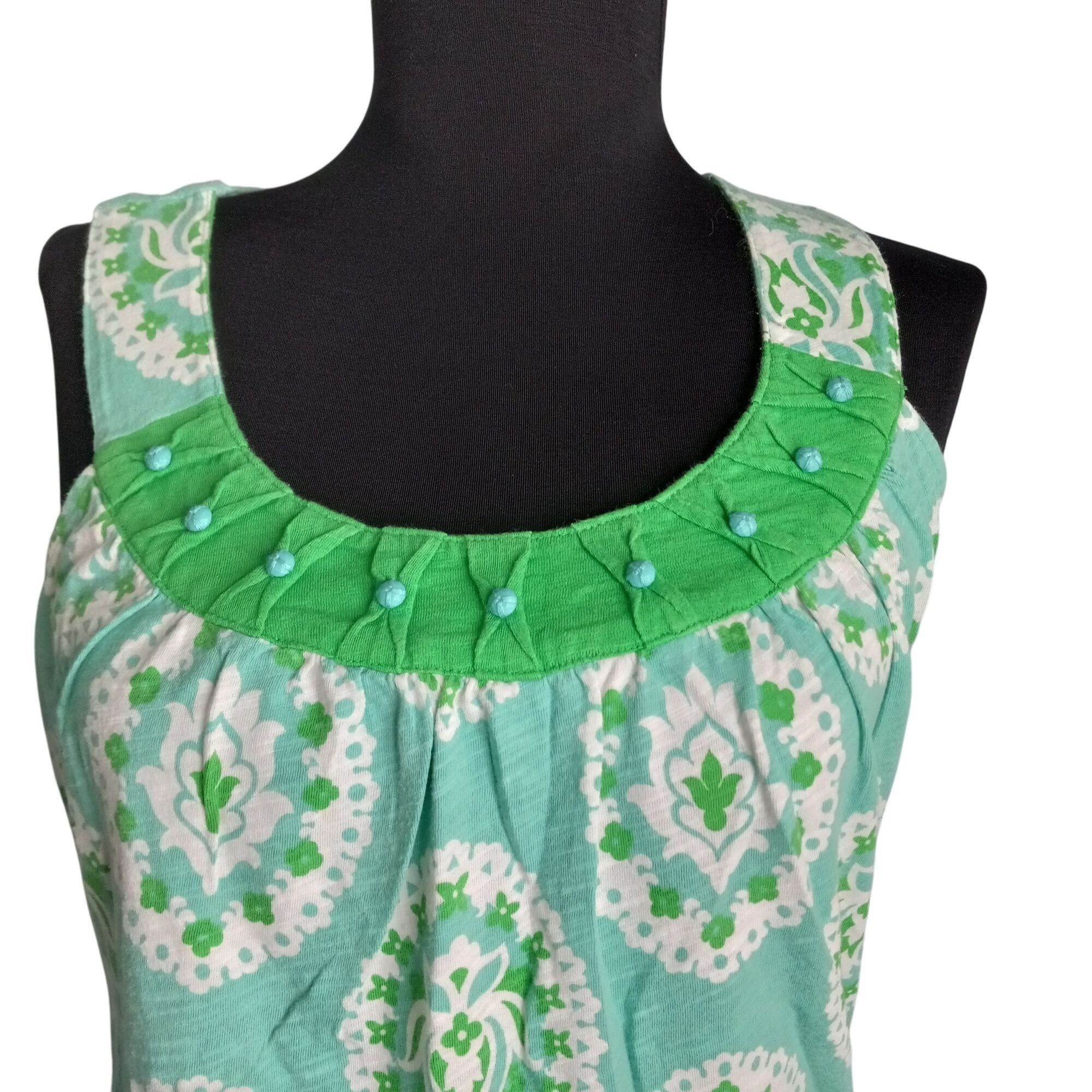 Boden Boden Size S UK10 US6 Tank Top Womens Green White Patterned Size M / US 6-8 / IT 42-44 - 2 Thumbnail