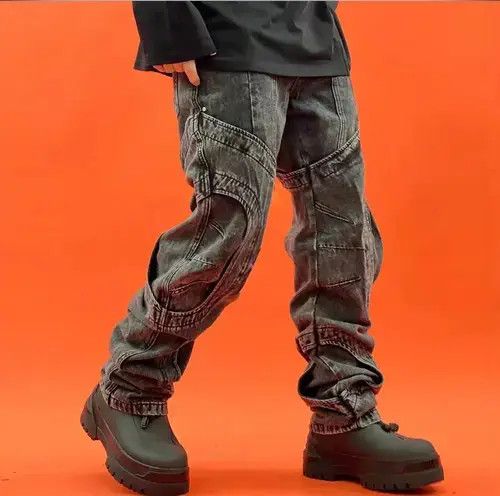 Designer Black washed Distressed jeans Opium style Size US 31 - 2 Thumbnail
