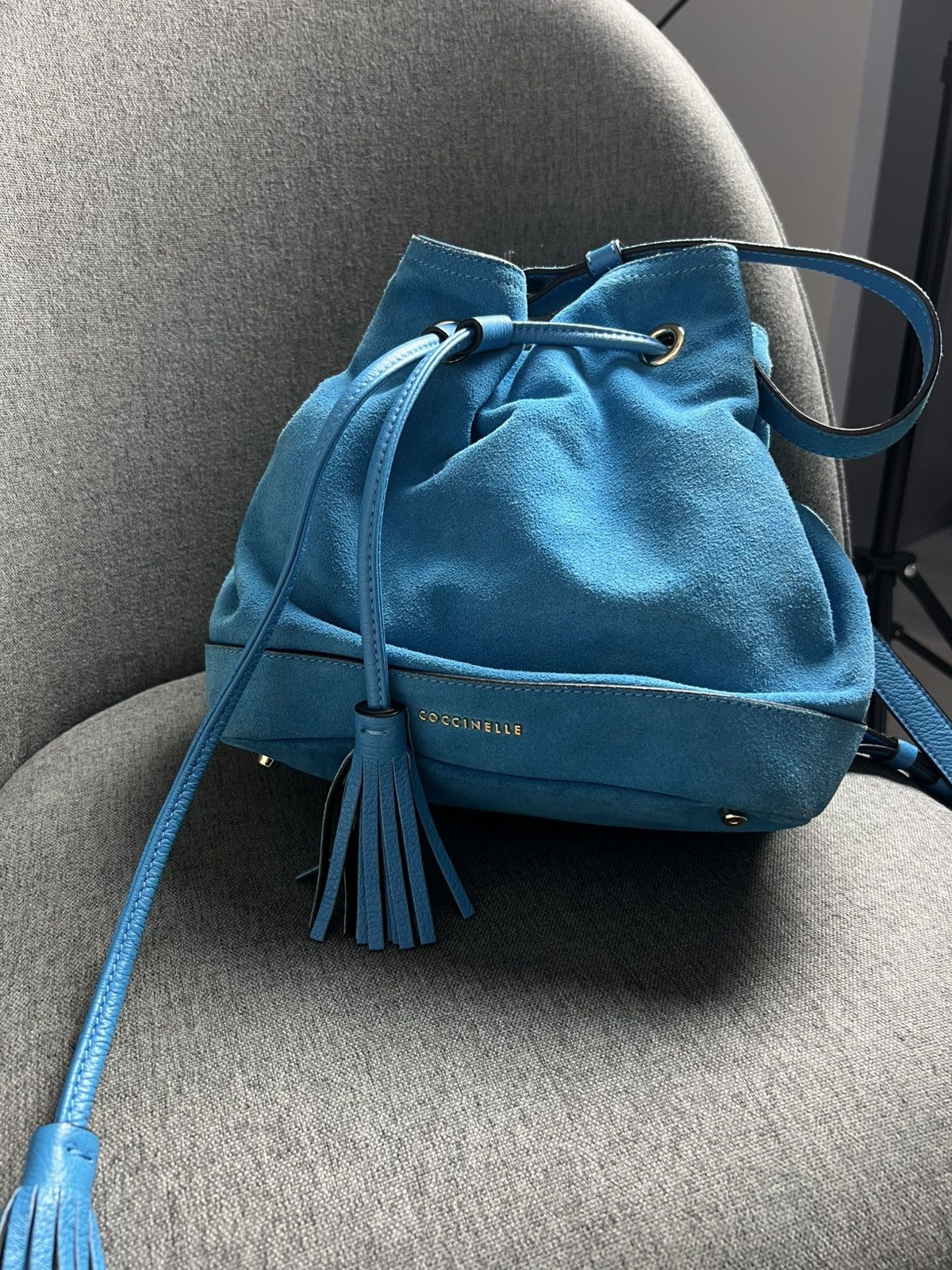 Vintage Luxury Coccinelle Blue Suede bag Size ONE SIZE - 7 Thumbnail