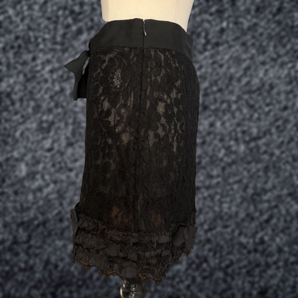 Moschino VINTAGE Moschino Black Silk Lace Mini Skirt Black Sheer Unlined Size US 8 Size 30" / US 8 / IT 44 - 1 Thumbnail