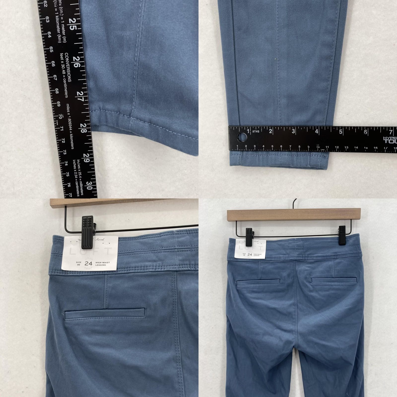 Loft VINTAGE LOFT Pants Womens 24/00 Blue High Waist Skinny Stretch Zip Pockets Slim Size 24" / US 00 / IT 34 - 9 Thumbnail