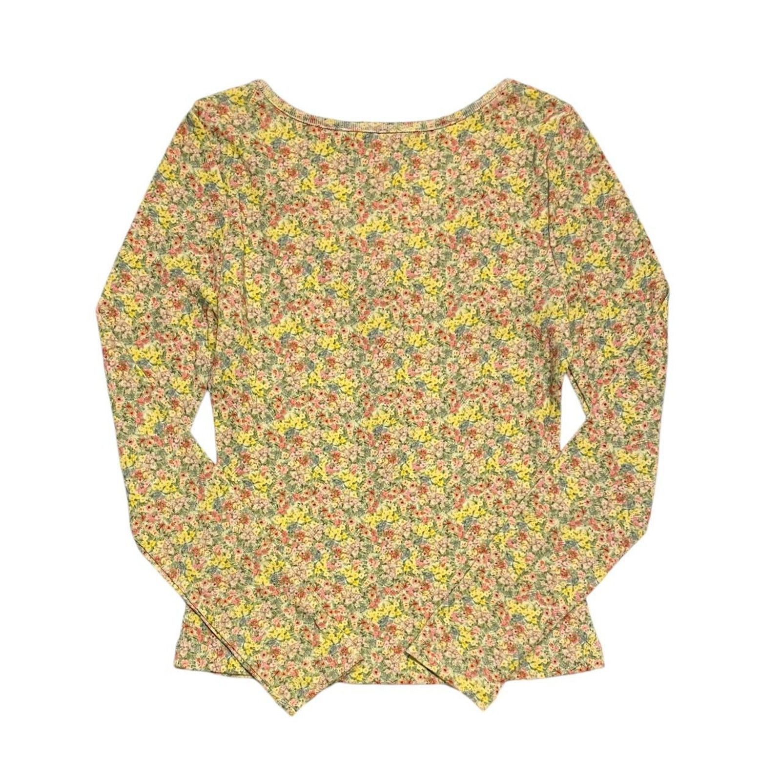 LoveShackFancy LoveShackFancy Anaya Long Sleeve Floral print Henley Top XS Size XS / US 0-2 / IT 36-38 - 4 Thumbnail