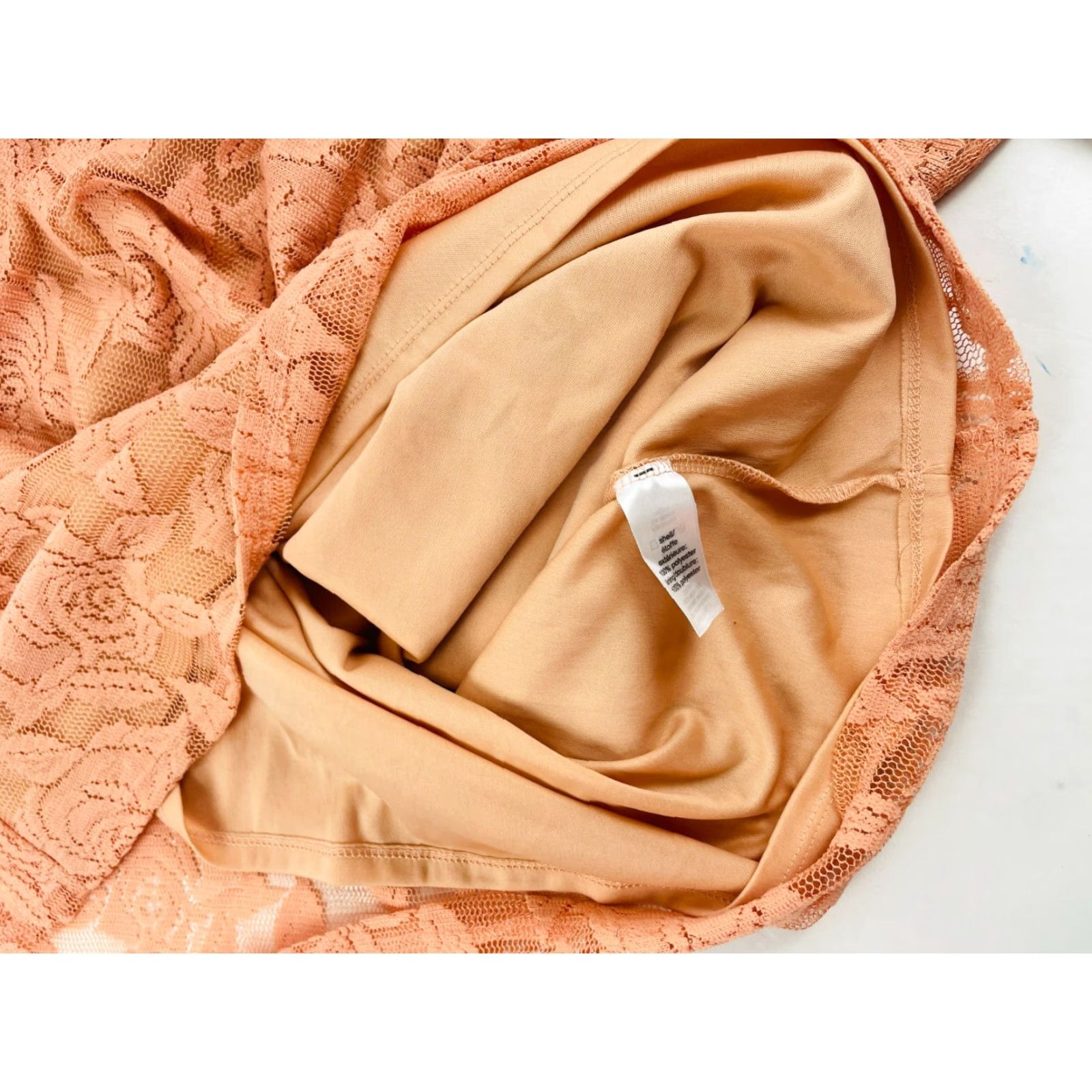 Vintage Maurices Dress Women's M peach Floral Lace Fit & Flare Above the Knee Size M / US 6-8 / IT 42-44 - 5 Thumbnail